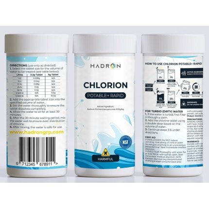 rapid dissolving chlorine tablets for 25-liter water sources